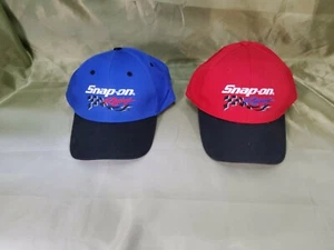 Two Red & Blue Snap-on Racing Car Adjustable Hat Ballcaps By K-Products  - Picture 1 of 12