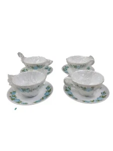 Noritake Blue Orchard 6695 Cook'n Serve 4er Set Teetassen & Untertassen - Bild 1 von 4