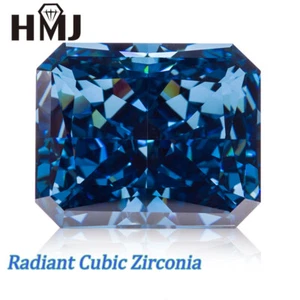 3pcs Blue Radiant AAAAA Loose CZ Stone Ice Crushed Cut Cubic Zirconia Gemstone - Picture 1 of 8