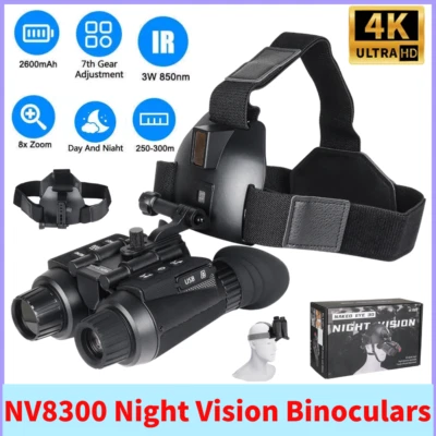 NV8300 3D 1080P 4K 8X Zoom Night Vision Binoculars Infrared Head Mounted Goggles - Image 1 of 4