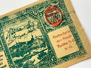 1920 Austria 80 Heller Tulln Notgeld Banknote CC267 - Picture 1 of 11