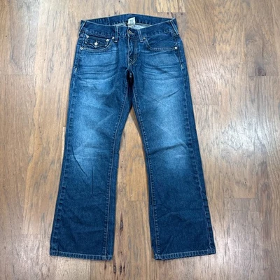 Pantalones de mezclilla True Religion para hombre 31 azul oscuro Billy Bootcut bolsillos occidentales Foto 1 de 4