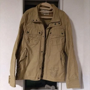 Avirex Beige Military Jacket with Print & Front Pockets Used - Picture 1 of 4