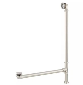New Brushed Nickel 1-1/2" Tub Drain with Ball Swivel Overflow, 30" Overflow, - Picture 1 of 2