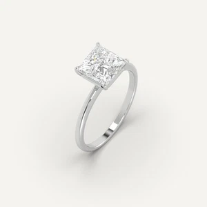 2 carat Princess Cut Engagement Ring | Real Mined Diamond in 14k White Gold - Picture 1 of 6