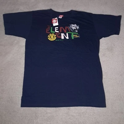 Camiseta De Colección Y2K Element Skateboarding Para Hombres XL Azul Logo Grande Spellout Foto 1 de 4