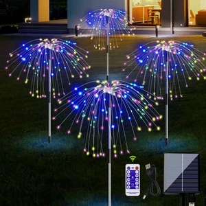 Solar Garden Lights Outdoor,4 Pack 120 LED Firework Design, Waterproof for Ou... - Picture 1 of 8