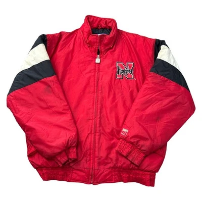 Logo 7 Nebraska Huskers Puffer Jacket 90s Retro Vintage Red Mens Large - Image 1 of 4