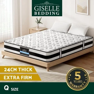 Giselle Bedding 24cm Mattress Super Firm Tight Top Bed Pocket Spring Queen - Picture 1 of 11