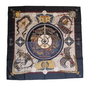 Bufanda de seda Hermes Reve D Austraile azul oscuro - Imagen 1 de 23