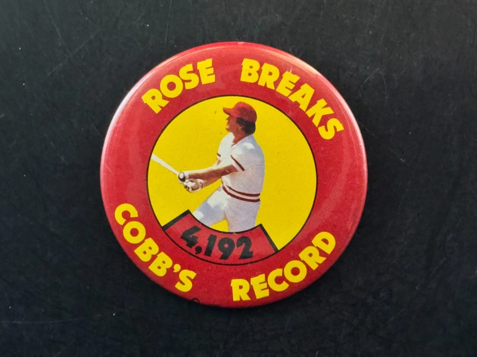 Pete Rose, Rose Brakes Cobb's Record Button. Mint Condition - Image 1 of 1