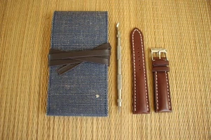 JUEGO DE CORREA DE RELOJ BREITLING 443X 24-20 MARRÓN DE LUJO CON HEBILLA DE PASADOR DE PANTORRILLA - Imagen 1 de 8