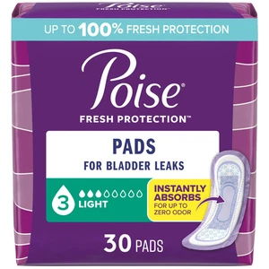 Poise Inkontinenzeinlagen für Frauen, 3 Tropfen leichte Saugfähigkeit, 30 Stück (4er Pack) - Bild 1 von 4