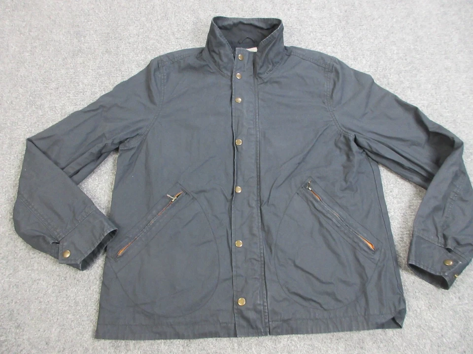 Chaqueta Jack Spade Para Hombre Extra Grande Azul Algodón Encerado Cremallera Completa Campo Tincloth Abrigo Foto 1 de 4