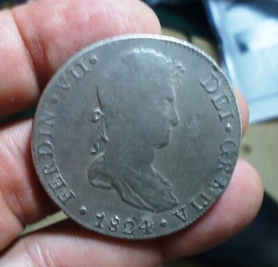 RARE 1824 T CUZCO PERU 8 REALES FERDINAND VII - Image 1 of 4