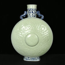 15.3"Antique qing dynasty Porcelain qianlong mark pea green Eight treasures vase