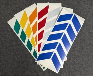 SHEET REFLECTIVE CHEVRON STICKERS - 210MM x 85MM - COLOUR OPTIONS AVAILABLE - Picture 1 of 7