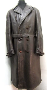 VINTAGE WW2 LEATHER BARNSTORMER TRENCH COAT JACKET SIZE UKM, 3.4KG - Picture 1 of 20