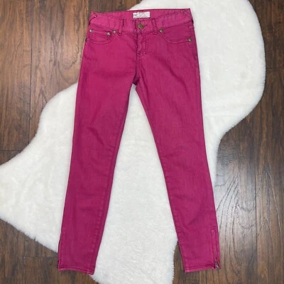 Free People Jeans 25 Pink Skinny Ankle Zip Stretch Women's - Image 1 of 4