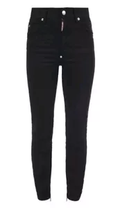 Dsquared2 High Waist Twiggy Jeans In Black Zippered Ankle IT 40 US 4 (V1 - Picture 1 of 9