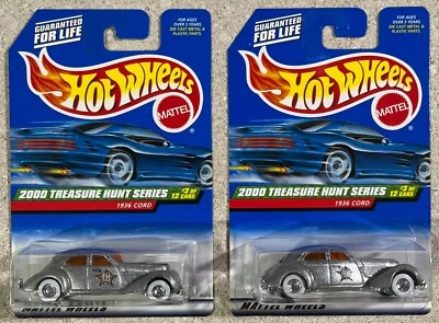 HOT WHEELS TREASURE HUNT 1936 CORD WHITEWALLS REAL RIDERS TIRES 2000 LOT OF 2 - Image 1 of 4