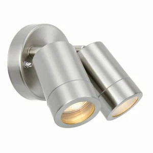 SAXBY ATLANTIS 2 x 35W Außen Doppel Wand Spot Leuchte Marine Grade Stahl IP65 GU10 - Bild 1 von 1