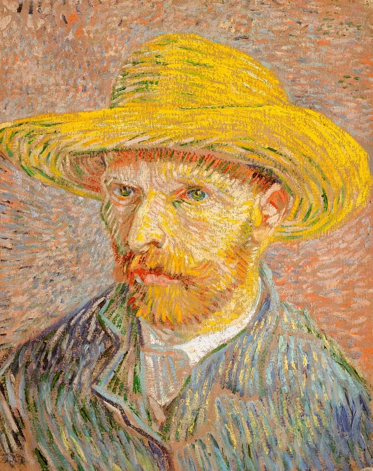 Self Portrait with a Straw Hat, Van Gogh, Wall Art Print Poster 14" x 11" - Image 1 of 1