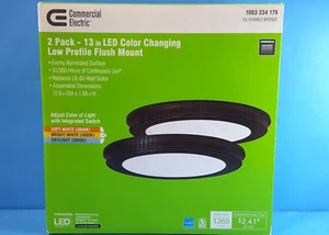 2 pack Commercial Electric 13in Oil Rubbed Bronze LED Ceiling Flush Mount 4000k - Picture 1 of 7