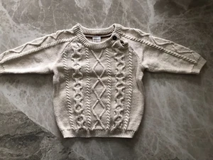 H&M - Boys' Cream Cable-Knit Cotton Jumper - Size 6-12 Months - Picture 1 of 3