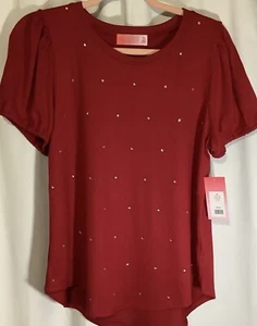 Simply Scarlett rubinroter leichter Pullover, SS Sweater, Medium, verziert - Bild 1 von 5