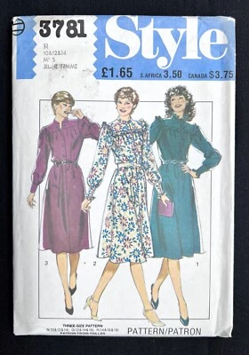 Style 3781 Misses Dress Vintage 1982 Pattern size 10-12-14 Uncut - Image 1 of 2