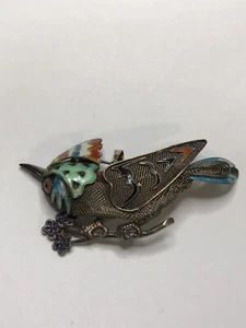 VINTAGE CLOISONNE BLUE JAY PIN. 2.75-IN. - Bild 1 von 2