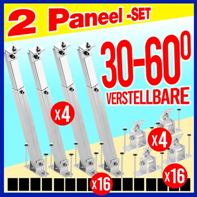 FIREND24 Aufständerung Solarmodul Halterung Balkonkraftwerk Flachdach PV - 2 PANEELE SET!