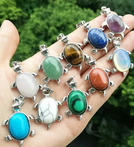 10 pz Ciondolo Tartaruga Ametista Varia Pietra Chakra Reiki Amuleto Guarigione All'ingrosso - Foto 1 di 3
