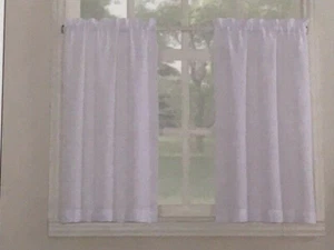 Lichtenberg 36" Rod Pocket Curtain Tier Pair - Monroe White - Picture 1 of 3