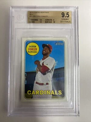 DEXTER FOWLER 2018 TOPPS HERITAGE MINI #83 BGS GEM MINT 9.5 POP 1 CARDINALS /100 - Image 1 of 3
