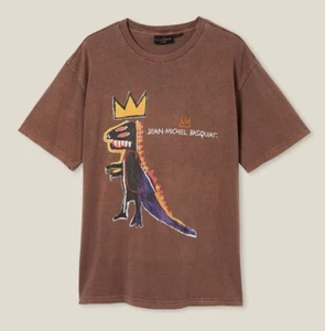 NWT Jean-Michel Basquiat 'Dinosaur' Men's Premium Loose Fit T-Shirt Woodchip $40 - Picture 1 of 6