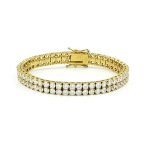 2 Reihen Bling Tennis Armband Kette Edelstahl ANTI ANLAUF für Herren - Bild 1 von 9