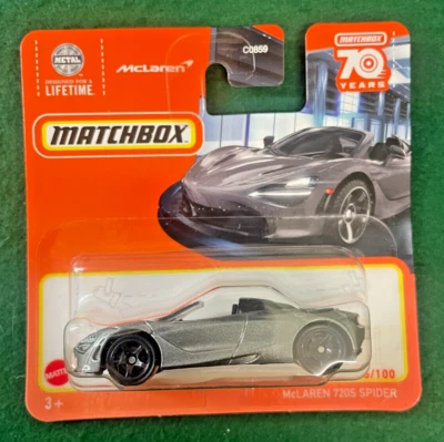 MATCHBOX MCLAREN 720 S SPIDER SILVER METAL 70 YEARS MINT ON CARD 102 - Image 1 of 3