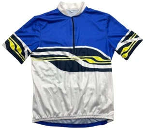 Decathlon Vintage France Made Blue Abstract Cycling Bike Jersey Men's XL - Picture 1 of 8