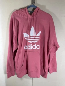 Adidas logo spell out Womens Hoodie sweatshirt pink Size 2xl - Picture 1 of 4