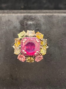 NATURAL RUBY TOURMALINE RUBY STERLING SILVER 925 RING - Picture 1 of 7