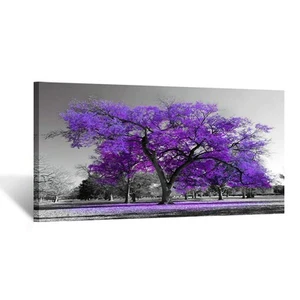 Canvas Prints Purple Tree Framed Wall Office Wall Decor Ready to Hang 20x40inch - Picture 1 of 7