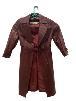 Chaqueta de cuero Etienne Aigner gabardina vintage talla 8 Foto 1 de 4