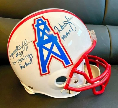 Warren Moon - Haywood Jeffires "Run-N-Shoot" Signed Auto FULL Size Helmet - JSA - Image 1 of 4