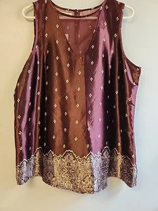 Maurices Blusentop Damen Größe 0X Aztekenmuster ärmellos Pflaume Tanktop neu mit Etikett - Bild 1 von 8