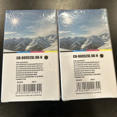 Juego de 2 tintas negras CH-R0952XL BK-N repuesto selladas para HP 952XL genérico nuevo Foto 1 de 4