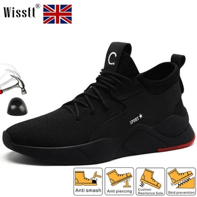 WISSTT Mens Safety Shoes Sports Work Boots Womens Steel Toe Cap Trainers Hiking UK 4-12