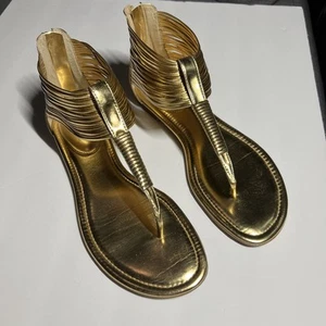 Kathy Van Zeeland Golden Gladiator Sandals Size 9 Women’s - Picture 1 of 22