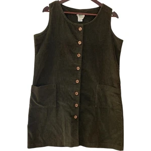 Mini Vestido Vintage Años 90 Deva Lifewear Jumper Cambio M Verde Oliva Pana Grunge - Imagen 1 de 4
